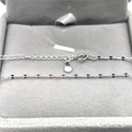 Elegant S925 sterling silver lip chain necklace displayed on grey velvet jewelry box - 40+5cm / White Gold