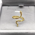 S925 sterling silver coiled snake open ring with gold plating and white zircon inlay - Adjustable Open / Gold