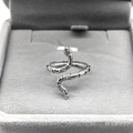 S925 sterling silver wrap snake open ring with sparkling cubic zirconia in a jewelry box - Adjustable Open / White Gold