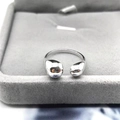 Polished S925 sterling silver asymmetrical water drop open ring in minimalist design - Adjustable Open / White Gold