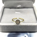 Minimalist S925 sterling silver open ring featuring a blue evil eye mandala design - Adjustable Open / Gold