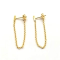 Eleganti orecchini pendenti in argento S925 dorato con catena e design a barra - Argento Sterling 925 Completo / Oro - 1 Paio