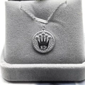 S925 sterling zilveren ketting met ronde kroon hanger en KING inscriptie in doosje - Witgoud