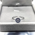 Minimalist S925 sterling silver evil eye open ring with blue and white zircon stones - Adjustable Open / White Gold