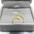 Vintage Schlange Ring aus vergoldetem S925 Silber mit Schuppenstruktur und Edelsteinen - Einstellbar Offen / Gold