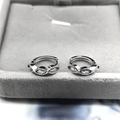 S925 sterling zilveren oorringen met marquise-zirkonia op een fluwelen sieradendoos - Volledig 925 Sterling Zilver / Witgoud