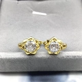 Elegantes pendientes de camelia en plata S925 dorada con circonitas en estuche de joyería - Plata de Ley 925 Completa / Dorado