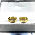 Elegant S925 sterling silver hoop earrings with gold finish and leaf pattern engraving - Full 925 Sterling Silver / Gold