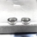 S925 sterling silver hoop earrings featuring engraved leaf patterns and small crystals - Full 925 Sterling Silver / White Gold