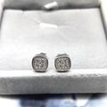 Boucles d'oreilles carrées en argent S925 avec pavé de zircons étincelants pour femmes - Argent Sterling 925 Complet / Or Blanc