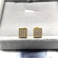Orecchini a perno quadrati in argento S925 con zirconi 4x4 e finitura in oro lucido - Argento Sterling 925 Completo / Oro