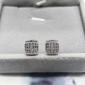 Modern S925 sterling silver square stud earrings with pave-set cubic zirconia stones - Full 925 Sterling Silver / White Gold