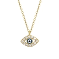 S925 Sterling Silber Böser Blick Halskette mit Goldkette und funkelnden Zirkonia-Steinen - Vollständiges 925 Sterling Silber / Gold