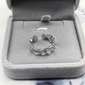 Unregelmäßiger S925 Sterling Silber Ring mit Hammerschlag-Textur und offenem Wellen-Design - Einstellbar Offen / Weißgold