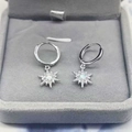 Orecchini a stella in argento S925 con opale azzurro e zirconi cubici luminosi - Argento Sterling 925 Completo / Oro Bianco