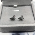 Minimalist S925 sterling silver leaf stud earrings with vintage textured finish for women - Full 925 Sterling Silver / White Gold