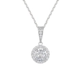 Elegante collana in argento S925 con ciondolo halo rotondo e pietre scintillanti - Argento 925 / Oro Bianco
