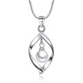 Collana elegante in argento S925 con pendente a perla bianca e design a spirale su sfondo bianco - Argento 925 / Oro Bianco