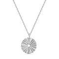 S925 Sterling Silver necklace with radial hollow fan pendant on white background - 925 Silver / White Gold