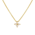 Collar de plata 925 bañado en oro de 14K con colgante de trébol de cuatro hojas y circón - Plata 925 / Dorado