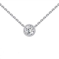 Collana in argento sterling 925 con zircone tondo pietra portafortuna a castone - 40+5cm / Aprile