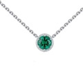 925 sterling silver necklace with a round green zircon pendant in a twisted bezel frame - 40+5cm / May