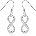 Elegant 925 sterling silver infinity earrings with cubic zirconia and fishtook hooks - 925 Silver / White Gold