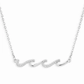 Collana a onde in argento sterling s925 con zirconi incastonati e sottile catena a O - Zirconia Bianca Oro Bianco / Argento 925