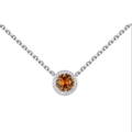 Detail shot of 925 sterling silver necklace with orange birthstone and twisted cable edge - 40+5cm / November