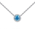 Elegant 925 sterling silver necklace with a round blue birthstone zircon pendant - 40+5cm / December
