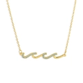Collana minimalista in argento S925 a onde con pietre azzurre e finitura dorata - Zircone Blu Oro / Argento 925
