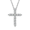 Elegante Halskette mit Kreuzanhänger aus 925er Sterlingsilber mit funkelnden Zirkoniasteinen - 925er Silber / Weißgold