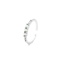 Adjustable S925 sterling silver toe ring with three round white opals and small diamonds - 925 Silver / White