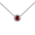 Collana in argento 925 con ciondolo in zircone rosso scuro e cornice a corda intrecciata - 40+5cm / Gennaio