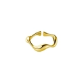Adjustable 925 sterling silver wavy ring in 18k gold finish with irregular liquid lines - Gold