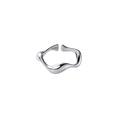 Minimalist 925 sterling silver irregular wave ring with a polished liquid metal texture - Silver