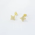 Elegant gold-plated S925 sterling silver flower stud earrings with sparkling cubic zirconia - 925 Silver / Gold