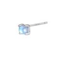 Orecchino a lobo minimalista in argento S925 con pietra di luna incastonata a quattro griffe - Argento 925 / Bianco