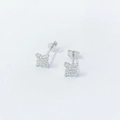 Sparkling S925 sterling silver four-petal flower stud earrings with clear crystals - 925 Silver / White Gold