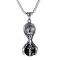 Collana vintage in acciaio al titanio con ciondolo uccello e artiglio con onice nero - Solo Ciondolo (Senza Catena) / Colore Acciaio Strass Nero (Solo Ciondolo)
