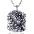 Collana con ciondolo angelo in rilievo vintage in acciaio inossidabile con catena - Solo Ciondolo (Senza Catena) - Colore Acciaio