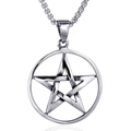 Collana con ciondolo a pentagramma traforato in acciaio inossidabile e catena box - Solo Ciondolo (Senza Catena) - Colore Acciaio