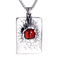 Vintage gothic evil eye necklace with red dragon eye gemstone and cracked metal pendant - Single Pendant Red