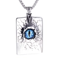Retro stainless steel dragon eye pendant necklace with gothic blue iris and cracked texture - Blue Color Pendant Only