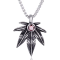 Collana con ciondolo a foglia d'acero vintage in acciaio inossidabile e gemma rossa tonda - Ciondolo Strass Rosso Solo (Senza Catena)