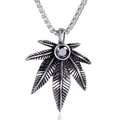 Collana vintage con ciondolo a foglia d'acero in acciaio inossidabile e zircone nero - Ciondolo Strass Nero Solo (Senza Catena)