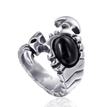 Anillo de escorpión retro para hombre en acero con gema negra y estilo punk gótico - US 7 / Color Acero Gema Negra