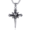 Collana con ciondolo a croce e teschio gotico in acciaio inossidabile vintage - Pendente Singolo (Senza Catena) / Colore Acciaio (Pendente Singolo)