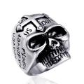 Anillo de calavera vintage de acero inoxidable para hombre con relieve de cruz y grabado - US 7 / Color Acero