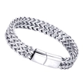 Pulsera de hombre de acero inoxidable trenzado de doble fila con cierre magnético fuerte - 18.5cm / Color Acero